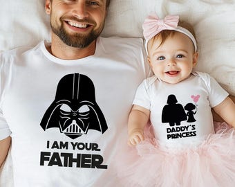 I am your Father Shirt, Daddy's Little Princess T-Shirt, Dad and Daughter Matching Tee,Family Gift,Funny Father and Baby Tee,1st Fathers Day