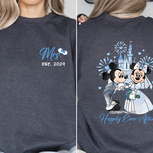 Disney Mrs And Mr Sweatshirt, Mickey Minnie Couple Happy Ever After Tee, Disney Wedding Hoodie, Just Married Honeymoon Matching Sweatshirt