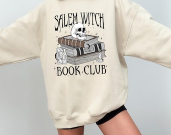 Salem Witch Book Club Sweatshirt, Funny Halloween Shirt, Reading Sweatshirt, Book Lover Halloween Gift, Skull Sweater, Halloween Costume