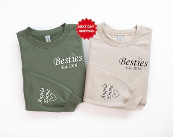 Personalized Besties Sweatshirt, Best Friends Crewneck, Girls Weekend Trip Matching Sweaters, Best Friend Birthday Gift, Best Friends Shirt