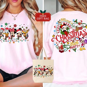 2-Sided Mickey's Very Merry Christmas Party 2026 Shirt, Disney Santa Mickey And Friends Group Christmas Lights Shirt, Disneyland Xmas Tee