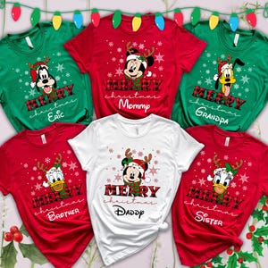 Custom Disney Family Christmas Shirt, Matching Christmas Tees, Personalized Disney Character Christmas Shirt, 2025 Mickey’s Very Merry Shirt