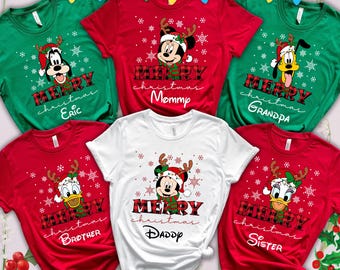 Custom Disney Family Christmas Shirt, Matching Christmas Tees, Personalized Disney Character Christmas Shirt, 2026 Mickey’s Very Merry Shirt