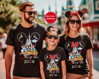 Custom Disney Family Trip 2026 Shirt, Matching Mickey And Minnie Vacation Tees