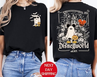 Vintage Disneyworld Mickey Ghost T-Shirt, Disney Halloween Tee, Disneyworld 1971 Shirt, Mickey Not So Scary Party Outfit