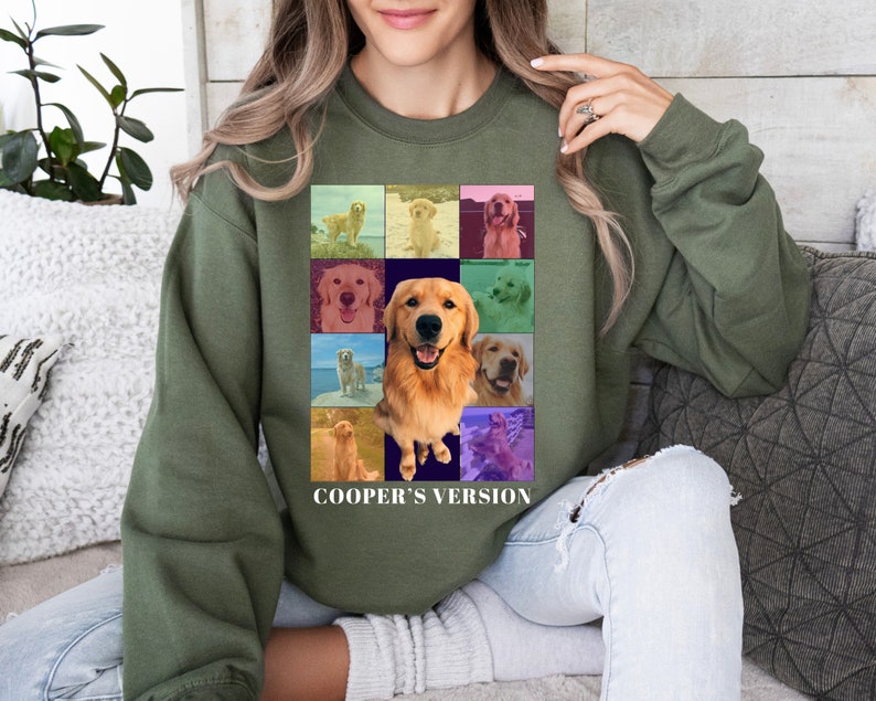 Custom Dog Photo Sweatshirt,Custom Dog Shirt,Personalized Dog Bootleg Shirt,Custom Pet Portrait Hoodie,Custom Eras Tour,Custom Dog's Version imagem 5