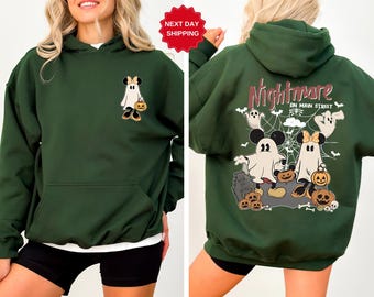 Custom Retro Mickey Minnie Halloween Sweatshirt, Disney Halloween Tee, Personalized Nightmare On The Main Street Hoodie, Halloween Pumpkin