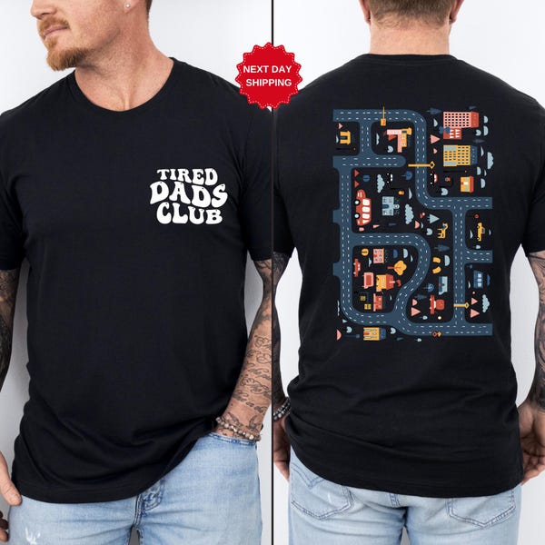 Tired Dads Club Shirt, Cute Tired Dads Club Tee, Play Cars On Dad's Back Mat Road Car Race Track Shirt, Father's Day Gift, Gift for Father