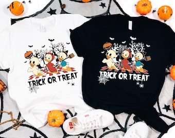 Retro Trick Or Treat Shirt, Disney Halloween Duck Spooky Season Shirt, Duck Halloween Shirt, Huey Dewey Louie Halloween Shirt, Halloween Boo