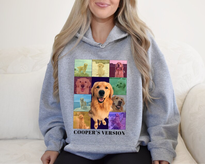 Custom Dog Photo Sweatshirt,Custom Dog Shirt,Personalized Dog Bootleg Shirt,Custom Pet Portrait Hoodie,Custom Eras Tour,Custom Dog's Version imagem 2