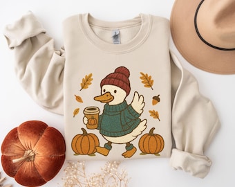 Autumn Goose Shirt, Fall Goose Tee, Girly Autumn Sweatshirt, Pumpkin Season Sweater, Fall Vibes Tee, Pumpkin Goose Hoodie