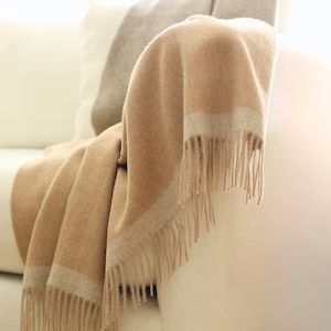Manta 100 % alpaca bebé con degradado: decoración natural para el hogar