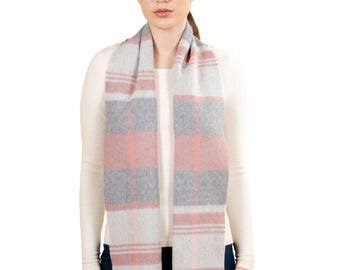 Gebürsteter Baby Alpaka Karoschal - Zartrosa & Grau