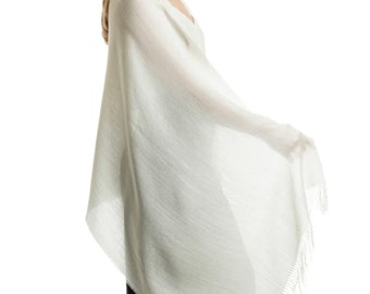 Hochzeit Schal Wrap - Alpaka & Seide Mischung Off White