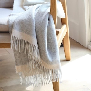 COPERTA SQUARE In Vera Pura LANA Morbida E Calda Colore Naturale 1 PIAZZA - Foto 7