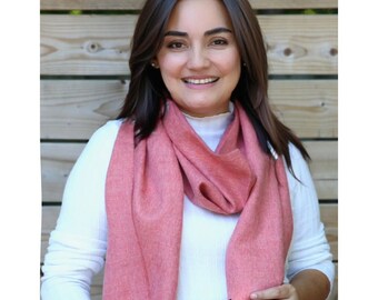 Alpaka Wolle Schal Koralle Rosa