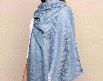 Alpaka & Seide Schal Blatt Gemustert