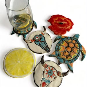 Ceramic coasters, custom, handmade.