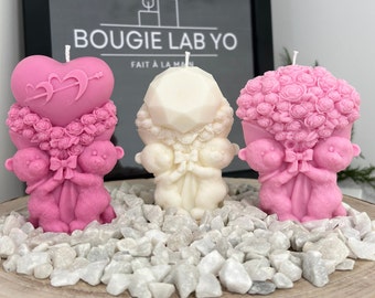 Bougies ourses d'amour, bougies parfumées, bougies décoratives, bougies saint valentin