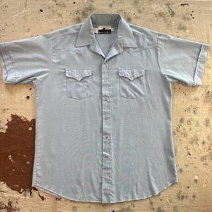 Vintage 1980s Ranch and Town Western Chambray Pearl Snap Shirt