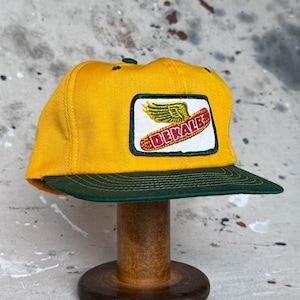 Vintage 1980s DeKalb Corn Seed Patch Yellow Green SnapBack Trucker Hat