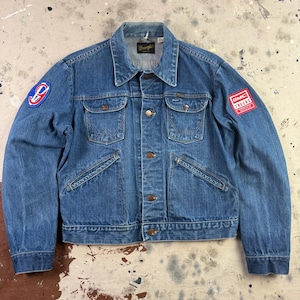 Vintage 1970s Wrangler Patched Denim Western Jacket - Medium