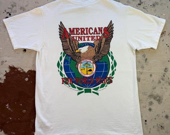 Vintage 1990s Operation Desert Storm USA White T-Shirt - Medium