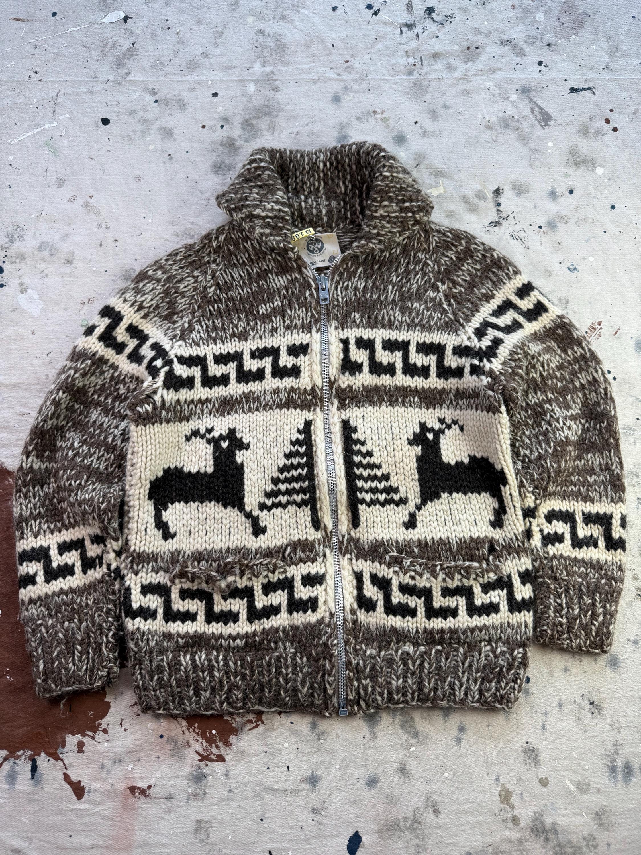 Vintage 1980s Longhouse Canada Deer Hand-knit Wool Cowichan 