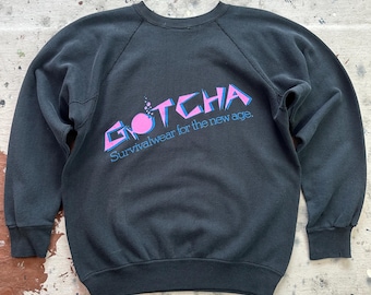 Bluza z okrągłym dekoltem Gotcha Surfwear w stylu vintage z lat 80. w kolorze czarnym typu raglan