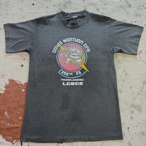Vintage 1980s U.S. Air Force 358th Fighter Squadron Davis Monthan AFB Faded Black T-Shirt - Large