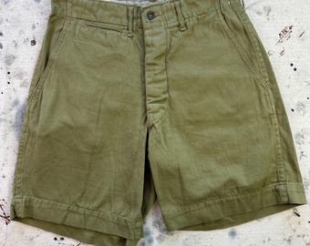 Vintage 1950s BSA Boy Scouts Shorts: Olive Khaki Cotton, 27W