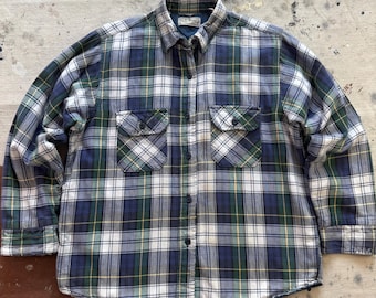 Vintage 1980s L.L.Bean Plaid Cotton Insulted Button Up Shirt - Medium