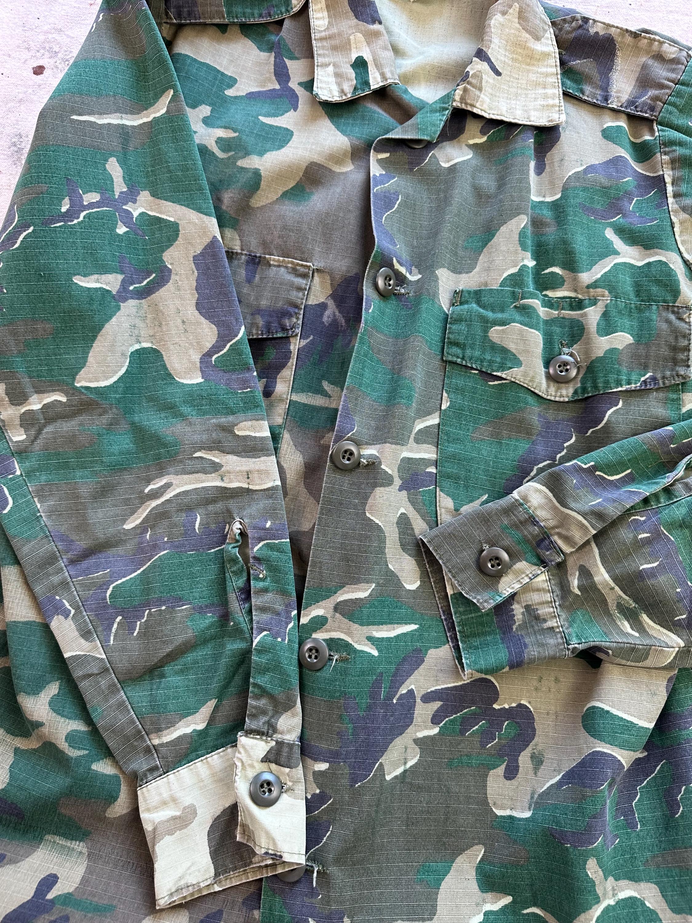 Vintage 1980s Military ERDL Camo Ripstop Utility Jungle Button