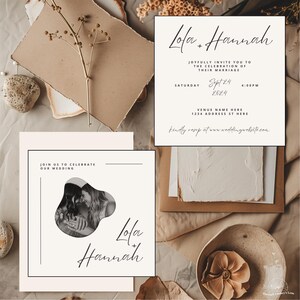 Simple B&W Wedding Invitation Template | Wedding Invitation Canva Template | Classic Black and White Invitation