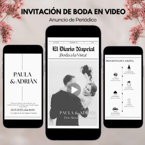 Hochzeitseinladung im Video auf Spanisch, Hochzeitszeitschrift auf Spanisch, animierte Hochzeitseinladung, Plantilla Invitación Digital Personalizada