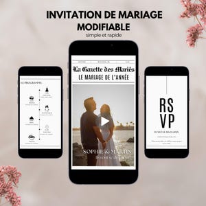Wedding Video Invitation Template, Wedding RSVP Invitation template, Digital Animated Wedding Invitation, Wedding newspaper program download