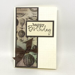 Handmade Birthday Card - Vintage Hot Air Balloons