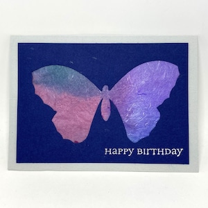 Handmade Birthday Card - Large Butterfly, Designer fibre paper