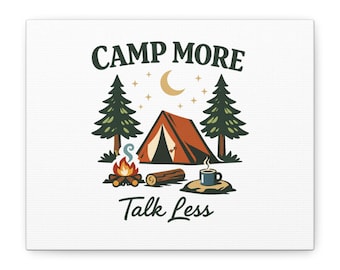 Lienzo "Campamento: Más, Habla Menos" / Meme saludable de Silly Goose, Decoración de pared para guardería