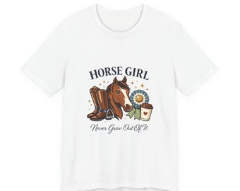 Camiseta con ilustración de chica caballo / diseño de caballo vintage, humor animal cottagecore