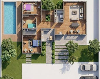 Modern villa med 5 sovrum: Betongduplexhus (digital plan)