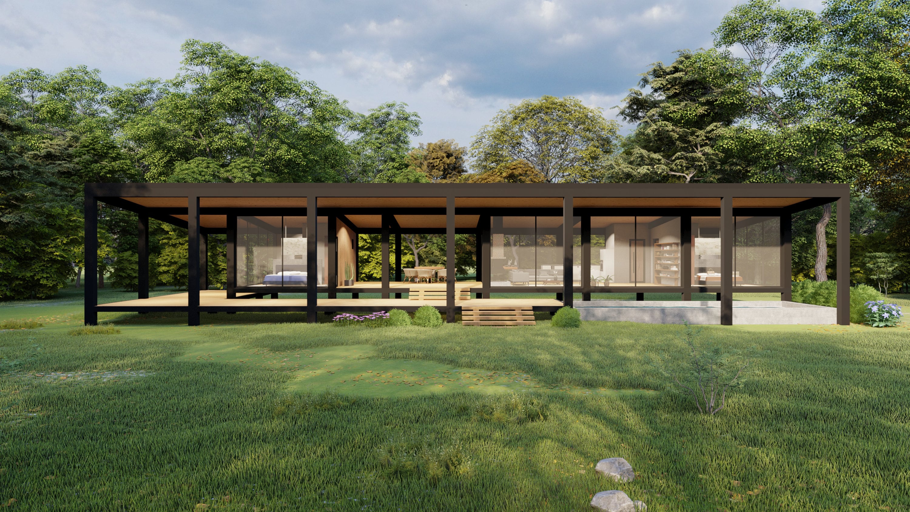 Modern 2 Bedroom House Plan With Pool (digital House) - Etsy