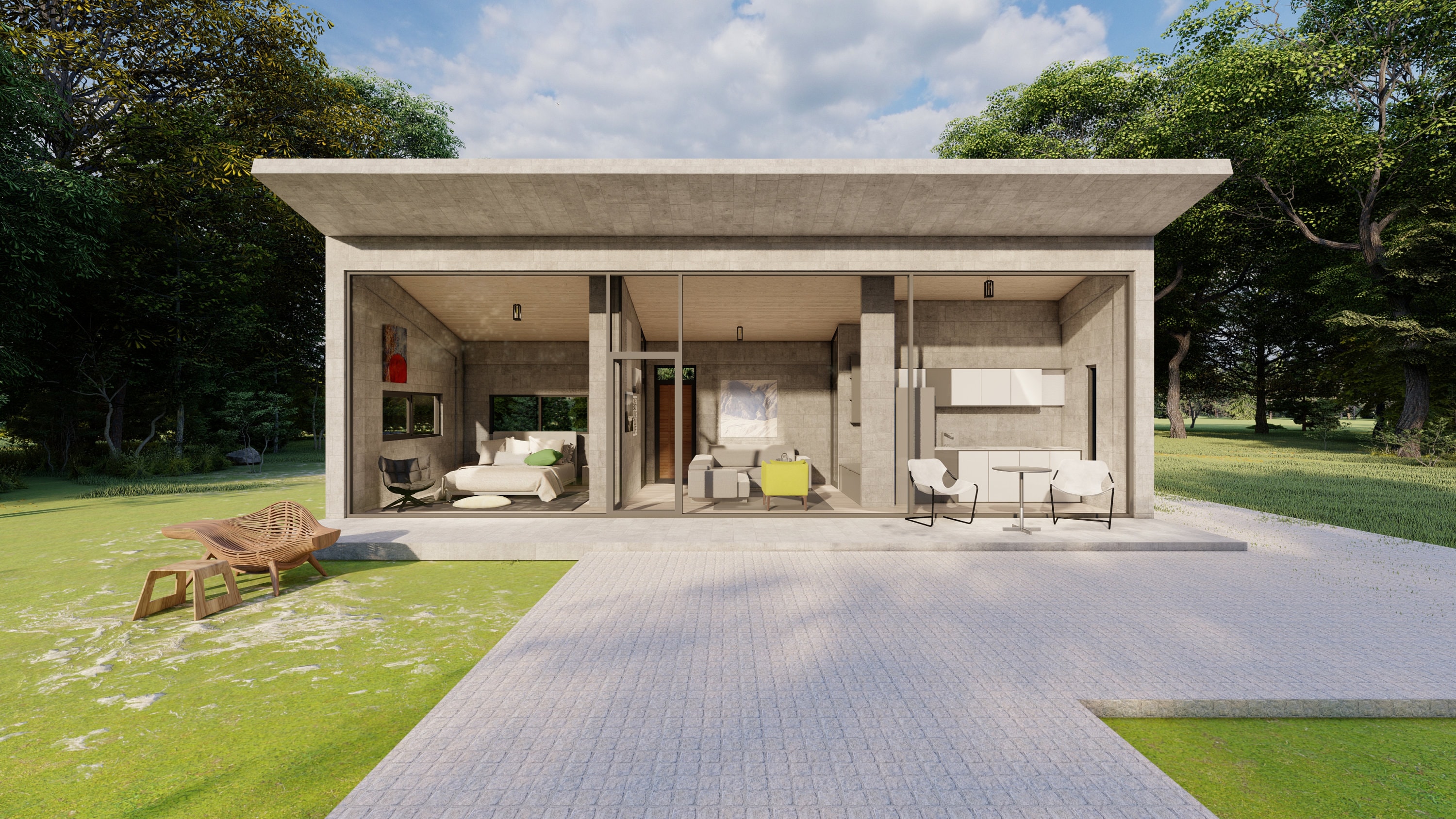 Minimalist Concrete House Plan: 1 Bedroom Modern Design (digital) - Etsy
