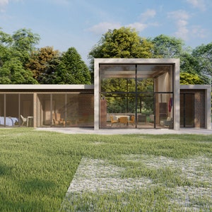 Klein huis, huisplan, modern huis, framehuis, boerderij, berghuis, huis met 2 slaapkamers, huisplan 2 slaapkamers, digitaal plan, beton