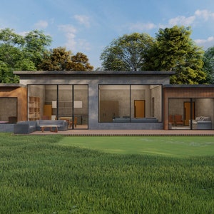 Klein huis, huisplan, modern huis, framehuis, boerderij, huis met 3 slaapkamers, huisplan 3 slaapkamers, beton, creatief huis, digitaal plan