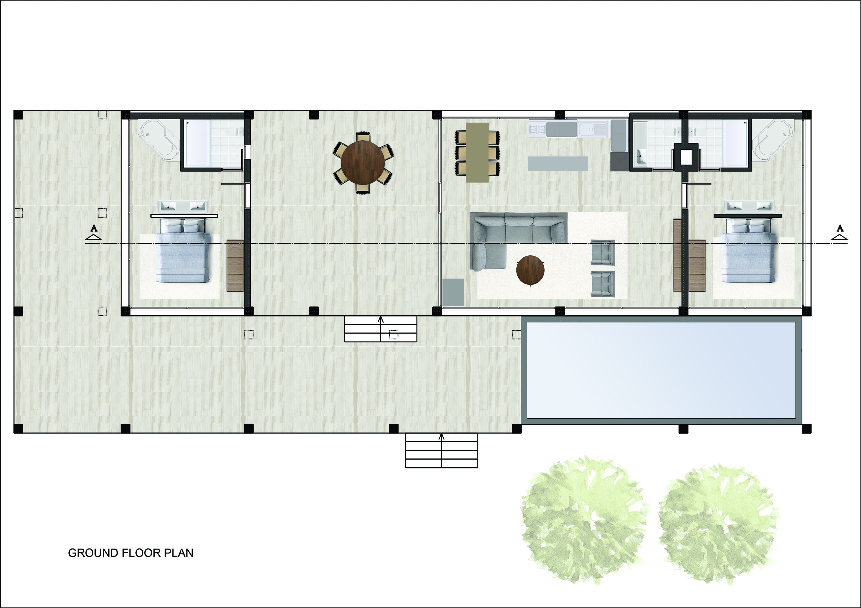 Modern 2 Bedroom House Plan With Pool (digital House) - Etsy
