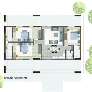 klein huis, klein huisplan, digitaal huisplan, airbnb, huisplan 3 slaapkamers, huis met 3 slaapkamers, vakantiehuis, minimalistisch huis, huisplan
