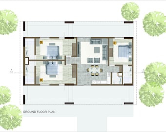 Tiny House Plan: Minimalistiskt hem med 3 sovrum (digital nedladdning)
