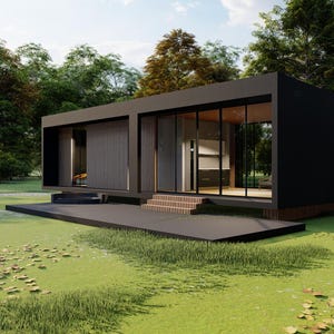 Klein huis, huisplan, modern huis, keizerlijke trekpleister, lijsthuis, vakantiehuis, digitaal huis, huis met 2 slaapkamers, huisplan 2 slaapkamers, airbnb