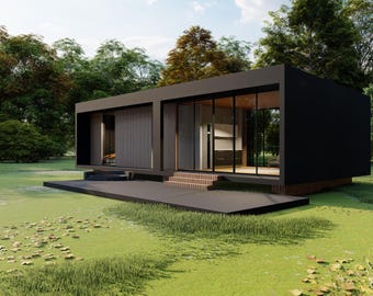 Modern huisplan met 2 slaapkamers: lijstontwerp (digitaal huis)